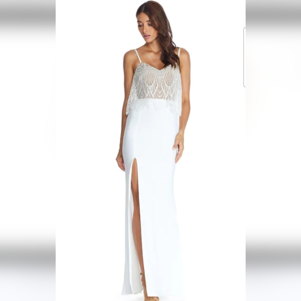 Dress the Population Roselyn Dress White Size Small NWOT Sleeveless Lace